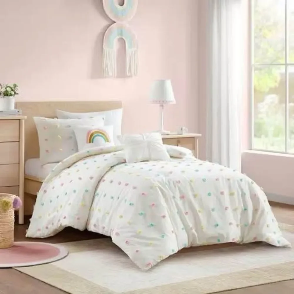4 Piece Twin/Twin XL Comforter Set Urban Habitat Pom Pom Design NEW